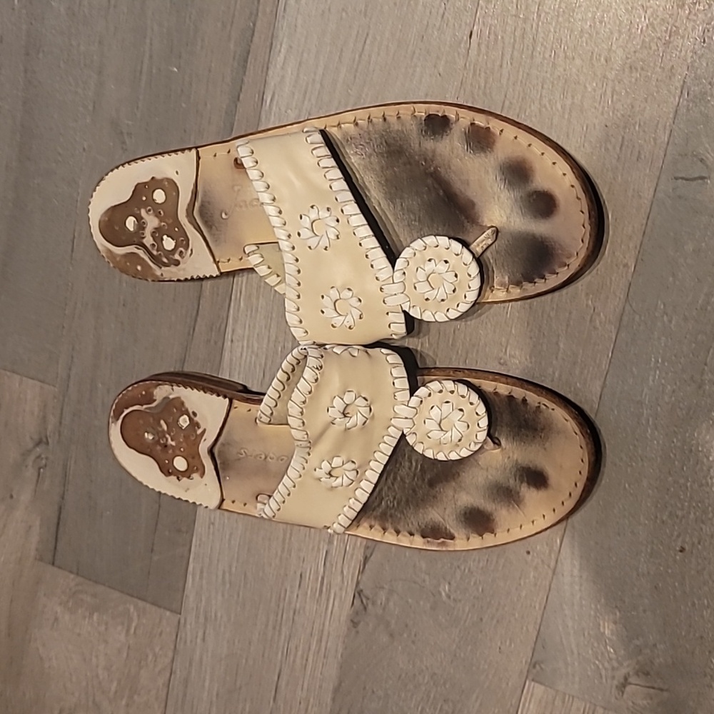 Jack Rogers Cream Tan & Whire Sandals Size 8 Women